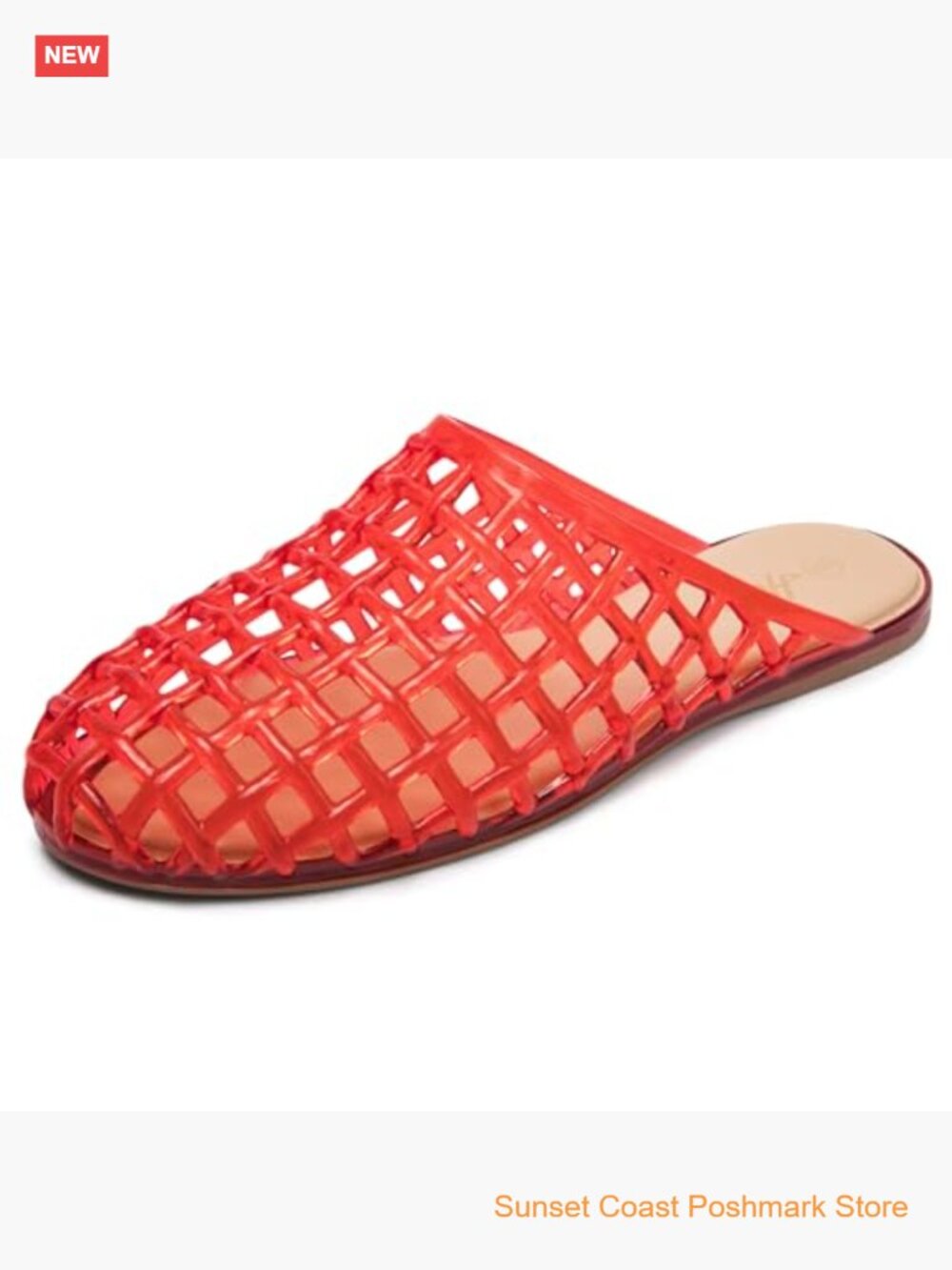 Women's Clear Mesh Hollow Slide Sandals Non-Slip Lightweight Flat Slippers - Picture 3 of 6